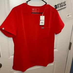 Figs Scrub set Pop Red Slim top/Tall Livingston Pants